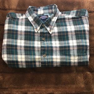 Cambridge classics flannel shirt. Greens and cream plaid